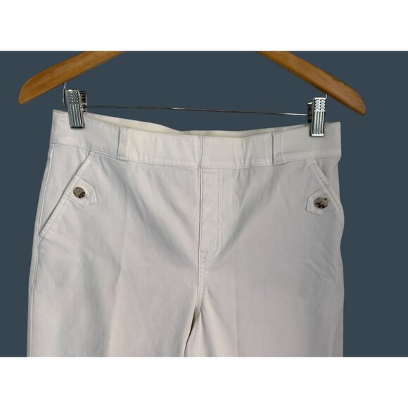 SPANX Stretch Twill Cropped Wide Leg Pant in White Size Large - Picture 3 of 8